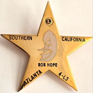 Vintage Bob Hope pin Lions Club brooch gold star